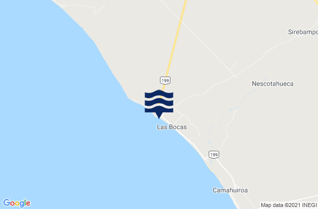 Mappa delle maree di Playa Las Bocas, Mexico