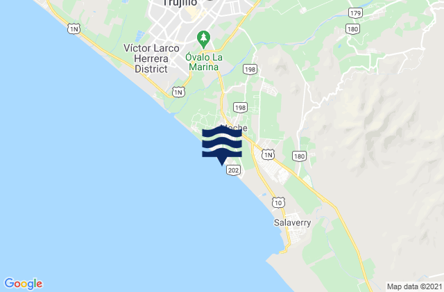 Mappa delle maree di Playa Las Delicias, Peru
