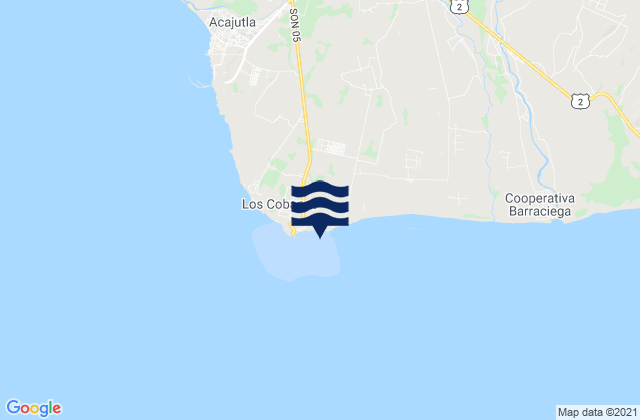 Mappa delle maree di Playa Los Cóbanos, El Salvador
