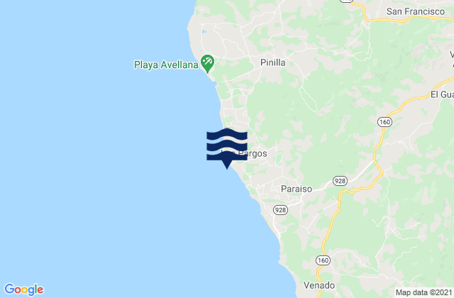 Mappa delle maree di Playa Negra - Guanacaste, Costa Rica