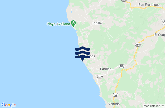 Mappa delle maree di Playa Negra, Costa Rica