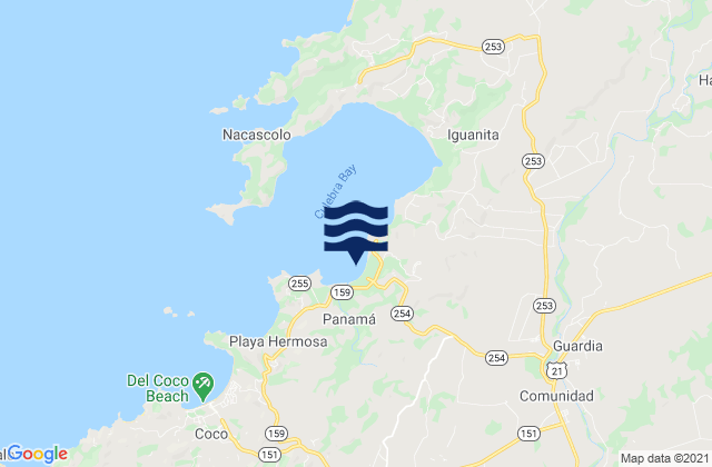 Mappa delle maree di Playa Panama, Costa Rica