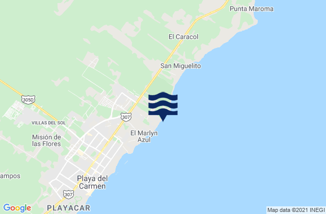 Mappa delle maree di Playa Princess, Mexico