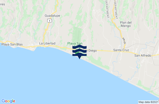 Mappa delle maree di Playa San Diego, El Salvador