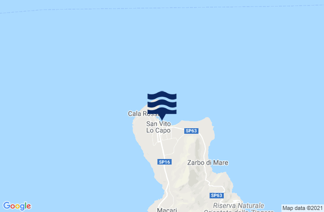 Mappa delle maree di Playa San Vito Lo Capo, Italy