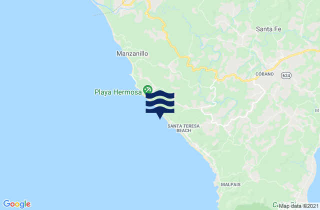Mappa delle maree di Playa Santa Teresa, Costa Rica
