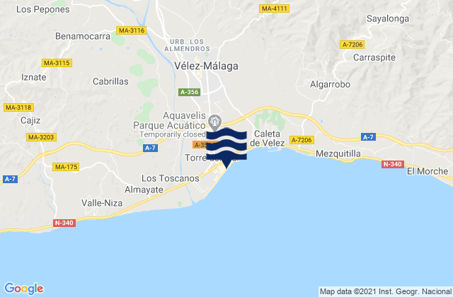 Mappa delle maree di Playa Torre Del Mar, Spain