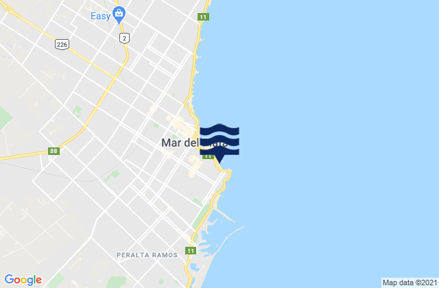 Mappa delle maree di Playa Varesse, Argentina