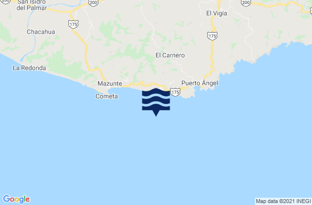 Mappa delle maree di Playa Zipolite, Mexico