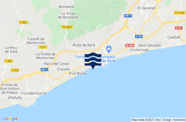 Mappa delle maree di Playa de Barra, Spain
