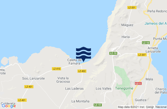 Mappa delle maree di Playa de Famara, Spain