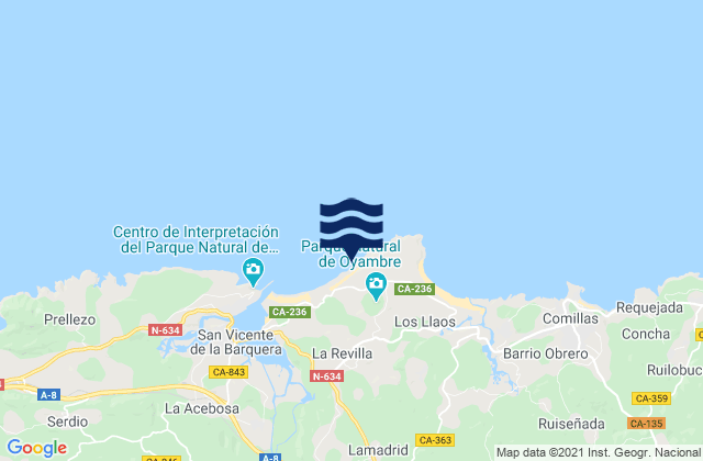 Mappa delle maree di Playa de Gerra, Spain