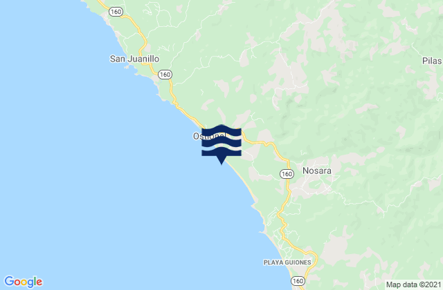Mappa delle maree di Playa de Nosara, Costa Rica