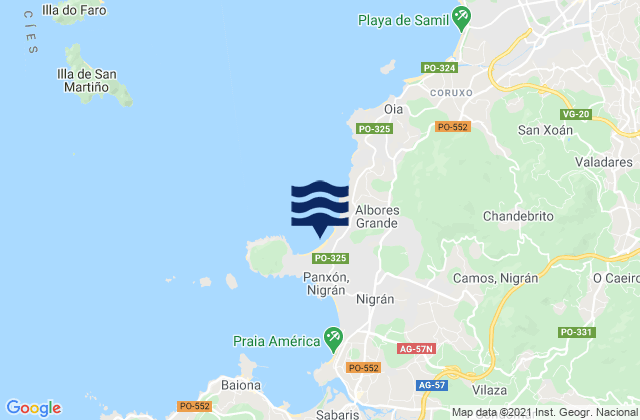 Mappa delle maree di Playa de Patos (El Pico), Portugal