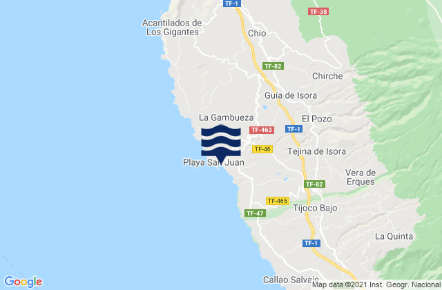 Mappa delle maree di Playa de San Juan, Spain