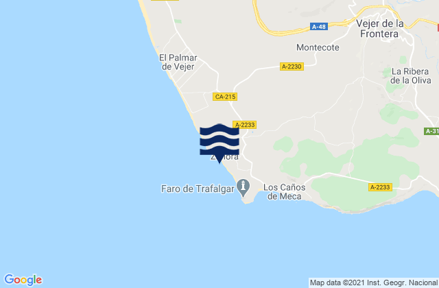Mappa delle maree di Playa de Zahora, Spain