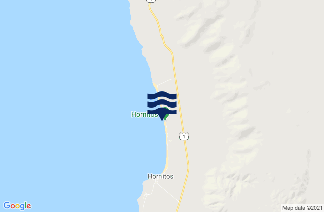 Mappa delle maree di Playa de los Hornos, Chile