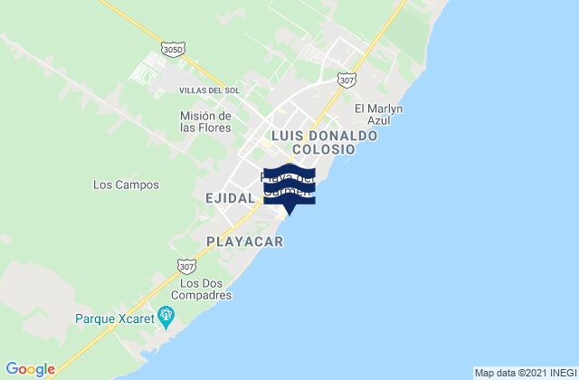 Mappa delle maree di Playa del Carmen, Mexico