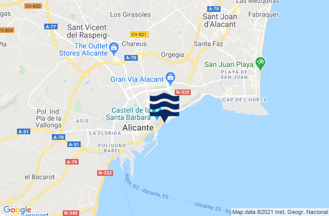 Mappa delle maree di Playa del Cocó, Spain