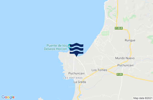 Mappa delle maree di Playa del Horcón, Chile