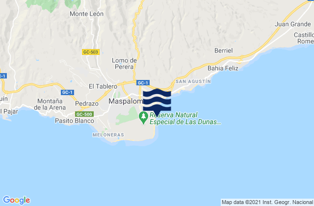 Mappa delle maree di Playa del Inglés, Spain
