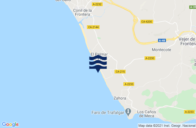 Mappa delle maree di Playa el Palmar, Spain