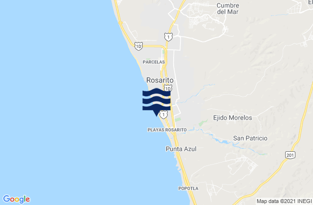 Mappa delle maree di Playas Rosarito, Mexico