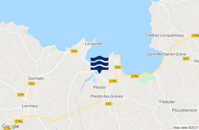Mappa delle maree di Plestin-les-Grèves, France