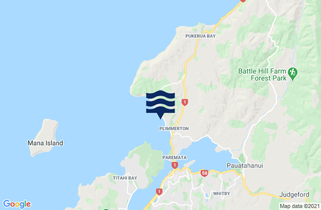 Mappa delle maree di Plimmerton Beach, New Zealand