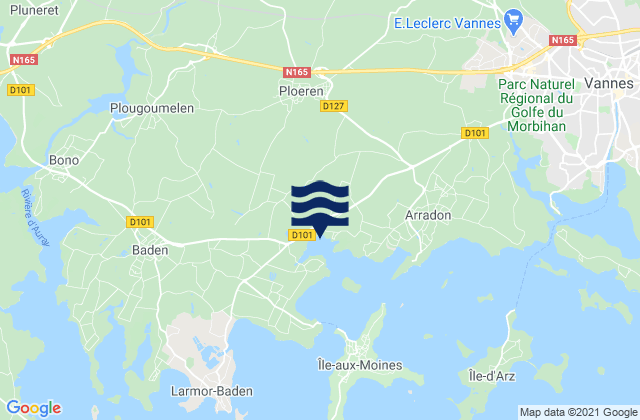 Mappa delle maree di Ploeren, France