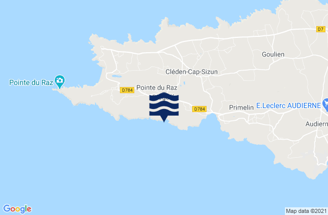 Mappa delle maree di Plogoff, France