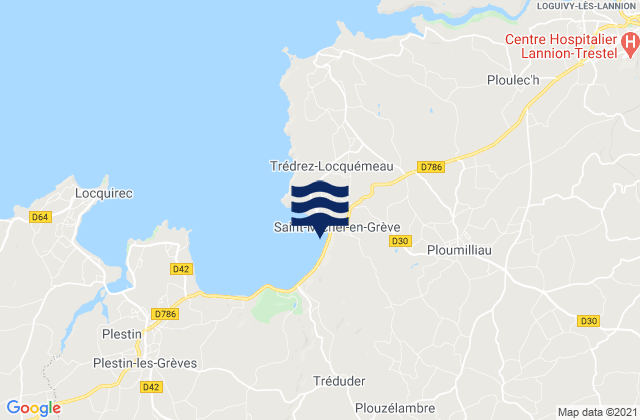 Mappa delle maree di Plouaret, France