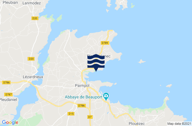 Mappa delle maree di Ploubazlanec, France