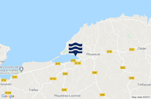 Mappa delle maree di Plouescat, France