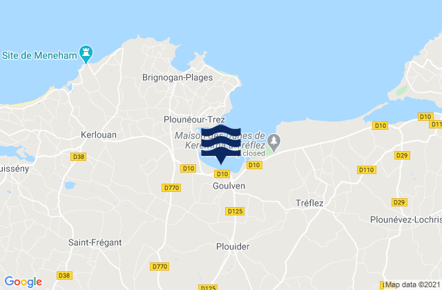Mappa delle maree di Plouider, France