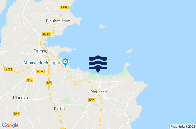 Mappa delle maree di Plouézec, France