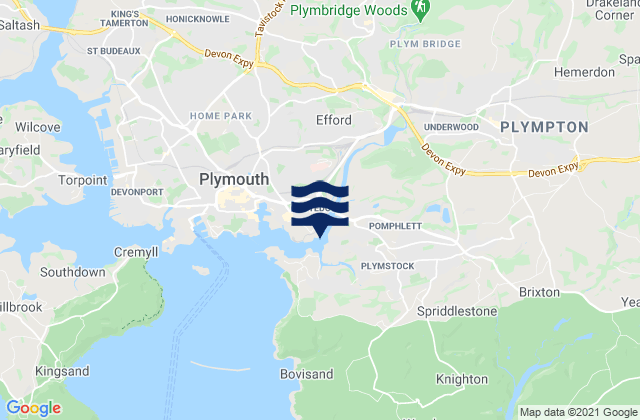 Mappa delle maree di Plympton, United Kingdom