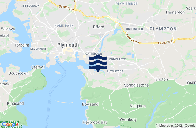 Mappa delle maree di Plymstock, United Kingdom