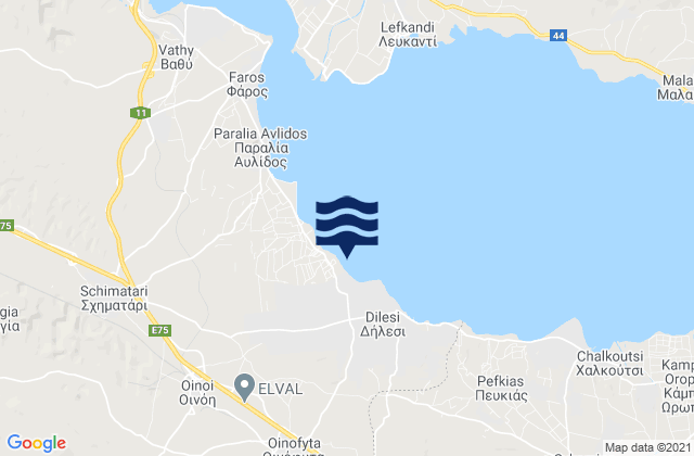 Mappa delle maree di Pláka Dílesi, Greece