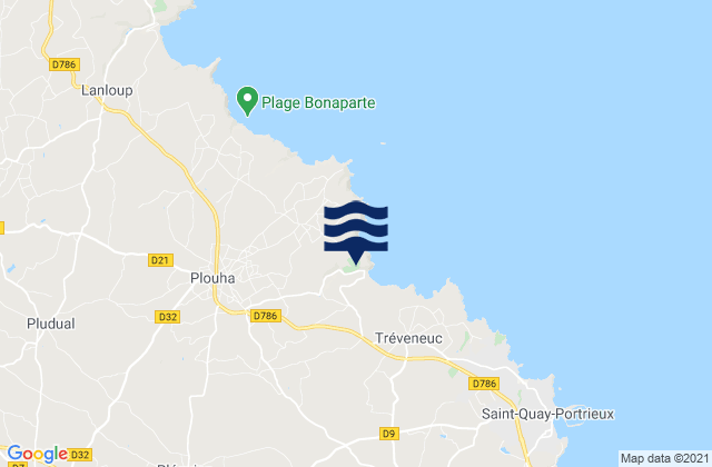 Mappa delle maree di Pléguien, France