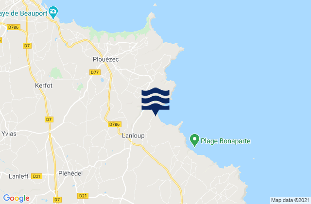 Mappa delle maree di Pléhédel, France