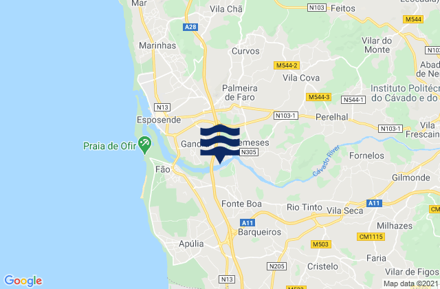Mappa delle maree di Poca, Portugal