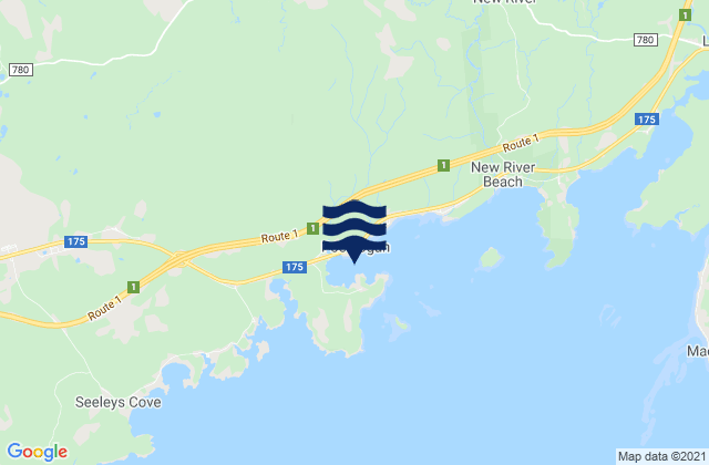 Mappa delle maree di Pocologan Harbour, Canada