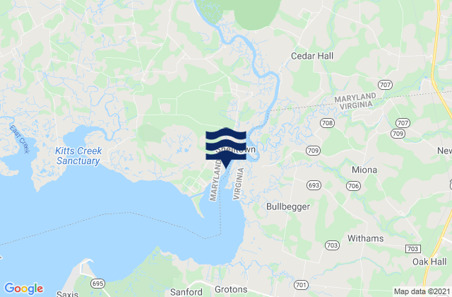 Mappa delle maree di Pocomoke R. 0.5 mile below Shelltown, United States