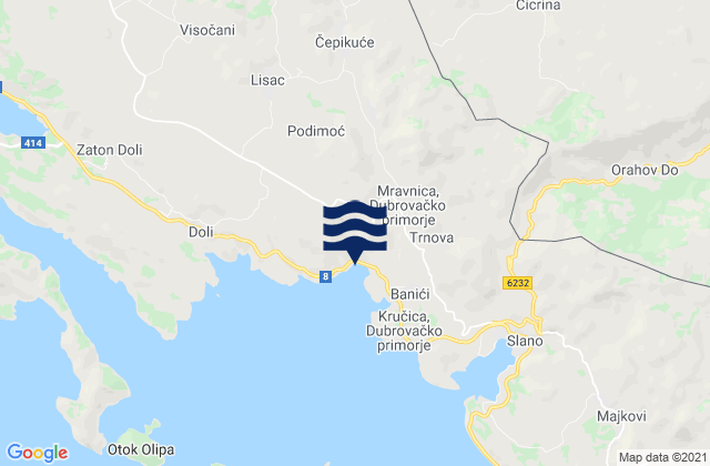 Mappa delle maree di Podgora, Croatia