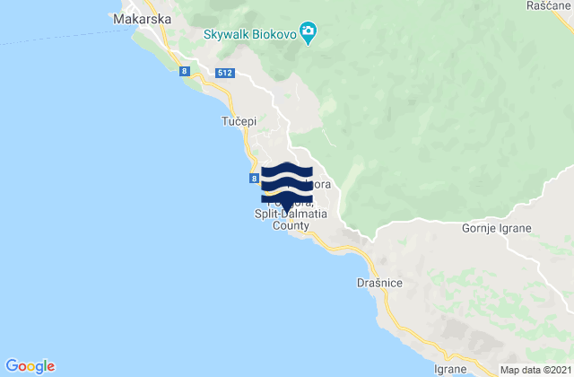 Mappa delle maree di Podgora, Croatia