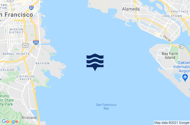 Mappa delle maree di Point Avisadero 0.6 nmi. ESE of, United States
