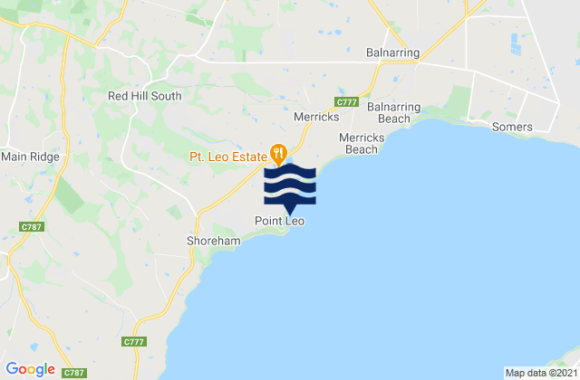 Mappa delle maree di Point Leo Beach, Australia