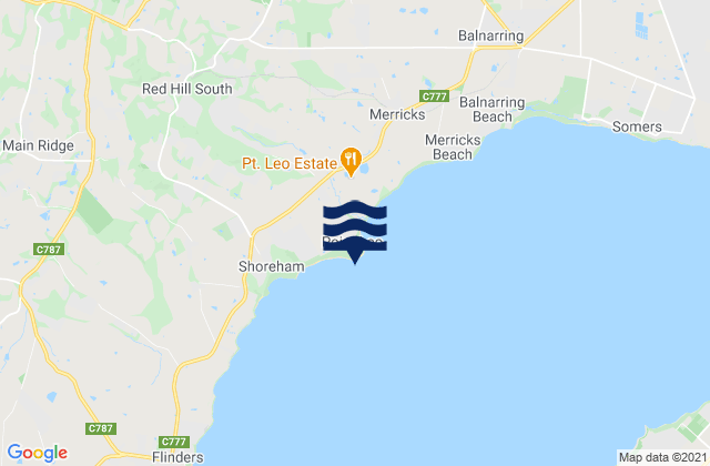 Mappa delle maree di Point Leo, Australia