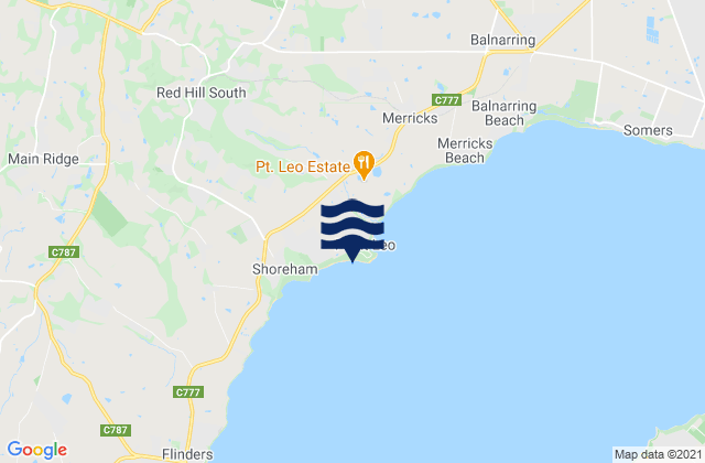 Mappa delle maree di Point Leo Surf Beach, Australia